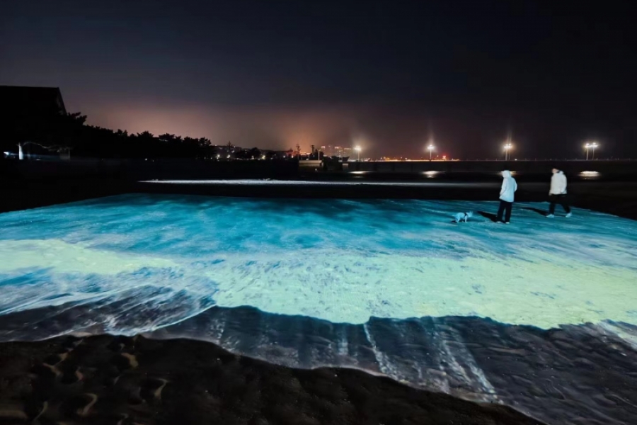 山东烟台主题沙滩投影秀